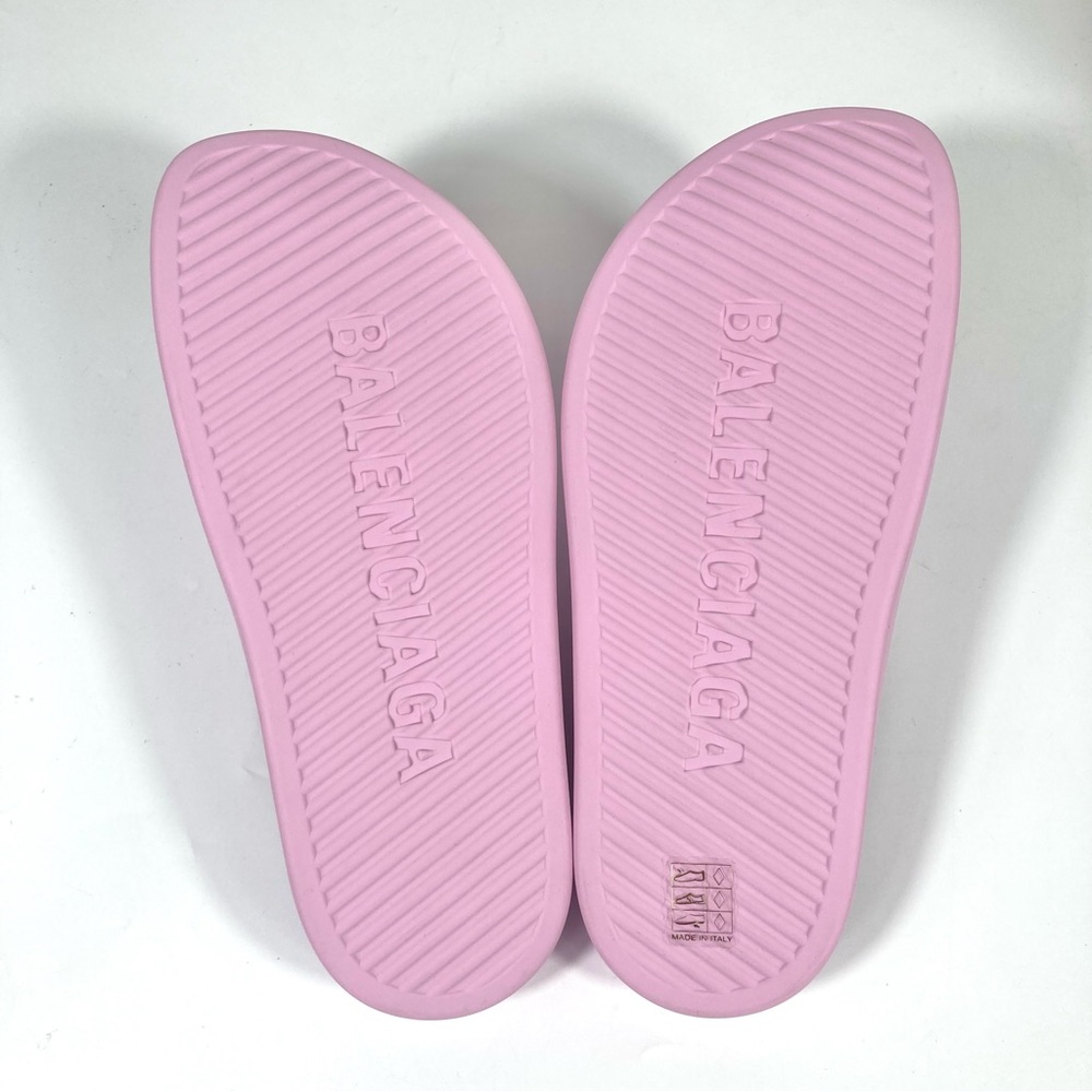 Balenciaga Pool Logo Closed Slides Clogs Pink Women Size 8 US New Matte Finish - Picture 7 of 17